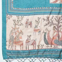 Durga Textile Kalamkari Zari Silk Blend Saree image 2