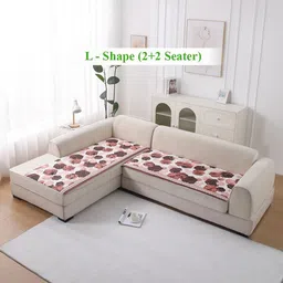 HOKIPO LiefNest Hexagon Red Printed Holland Velvet L Shape 4 Seater Sofa Covers & Filling-picture-39