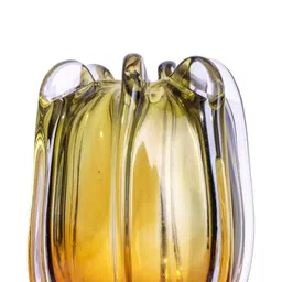 AARVI DECOR STUDIO Autumneadow Yellow & Green Textured Glass Flower Vase image 4