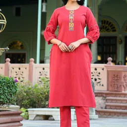 ADAA JAIPUR Women Ethnic Motifs Printed Regular Pure Cotton Kurta with Trousers-picture-41