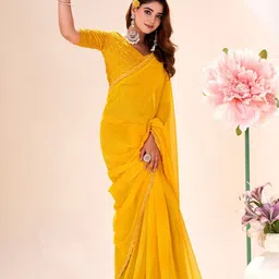 Mitera Embellished Zari Pure Georgette Saree image 5