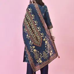 Shree Floral Printed Round Neck Gotta Patti Kurta With Trousers & Dupatta image 2