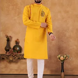 Reali Enterprises Men Ethnic Motifs Regular Pure Cotton Straight Kurta with Trousers-picture-22