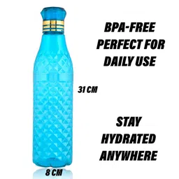 Aura Blue & Gold-Toned 9 Pieces Textured Water Bottles-1 L Each image 3