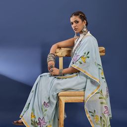 Taavi Floral Hand Block print Pure Cotton Saree-picture-23