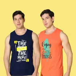 WOOSTRO Men Pack of 2 Typography Printed Round Neck Slim Fit Printed T-shirts image 3
