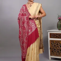 Exotic India Paisley Aari Embroidered Shawl image 3