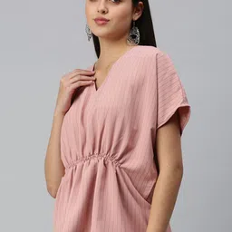 SHOWOFFFF Striped Kimono Sleeve Crepe Kaftan Top image 3