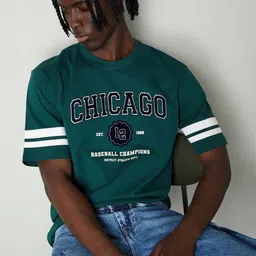 max Men Typography Striped Pockets T-shirt image 1