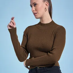 CLAFOUTIS Women High Neck Pockets Slim Fit T-shirt-image-83