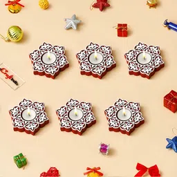 eCraftIndia Red & White Candle Holder-picture-26