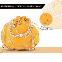 Kuber Industries 4 Pcs Polyester Potli Bags for Women Embroidered Potli Clutch image 3