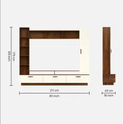 bluewud Fenily TV Unit In Brown Maple & Beige Finish For TV Upto 60 Inch image 2
