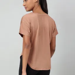 MKH Women Typography Printed Drop-Shoulder Sleeves Dri-FIT Relaxed Fit T-shirt image 3