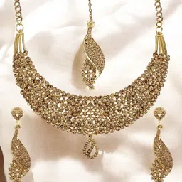 ANIKAS CREATION Gold-Plated Stone Studded Jewellery Set-picture-13