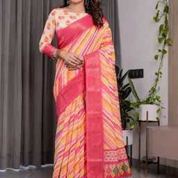 MAHARANI COUTURE Striped Zari Pure Cotton Jamdani Saree image 3