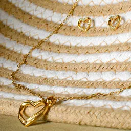 RaasRani Gold-Plated With Stones Studded Necklace & Earring Jewellery Set image 5