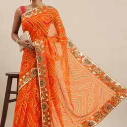 LeeliPeeri Designer Bandhani Printed Gotta Patti Bandhani Saree-picture-33