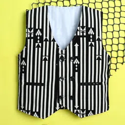 Ministitch Boys Striped V Neck Sleeveless Formal Waistcoat-image-14