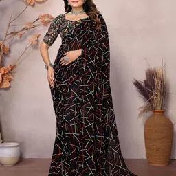 Moda Rapido Geometric Printed Saree With Blouse Piece-picture-35