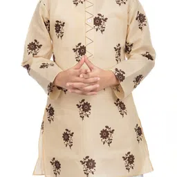 NEW GEN Boys Floral Printed Mandarin Collar Regular Kurta Set image 4