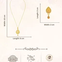 AccessHer Gold Plated Stones Studded Skin Friendly Teardrop Shaped Jewellery Set image 3