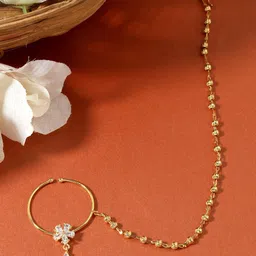 House of Pataudi Gold-Plated Artificial Stones and Beads Ring Nosepin-picture-22