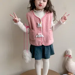 LULU & SKY Girls V-Neck Sweater Vest With Applique Detail-picture-25