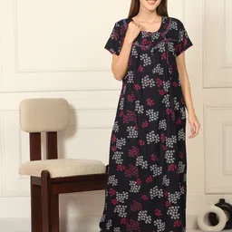 Sweet Dreams Women Floral Printed Maxi Regular Nightdress-image-45