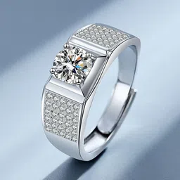 The Roadster Lifestyle Co Men Silver-Plated American Diamond-Studded Finger Ring-picture-31