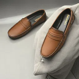 AARAVIN'S Mens Laser Cut Penny Loafers Shoes-image-45