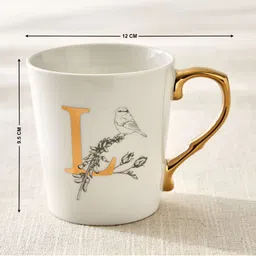 Home Centre Alphaa White & Gold-Toned L Printed Glossy Mug 350ml image 3