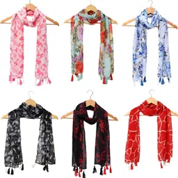riddleneedle Floral Print Chiffon Women Multicolor Stole, Scarf, Fancy Scarf-picture-27