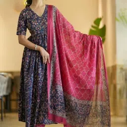 SSART Women Floral Printed Empire Kurta with Trousers & With Dupatta-picture-37