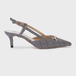 Sole To Soul Textured Party Slim Heeled Pumps with Buckles image 4