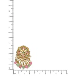 Kalakrith Milano Artificial Stones studded & Beaded Floral Shaped Drop Earrings image 4