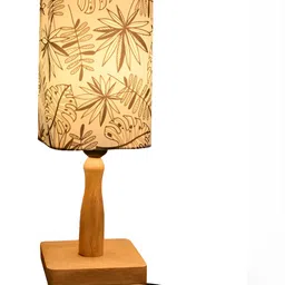 green girgit Blue Printed Wood Cylindrical Shaped Table Lamp with Bulb image 4