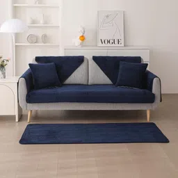 HOMETHREADS Multicoloured & Navy Blue 4 Piece Sofa Cover image 4