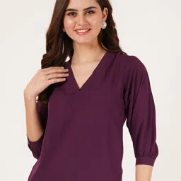 Brownverse Women Embellished Mandarin Collar Cotton Top-image-28