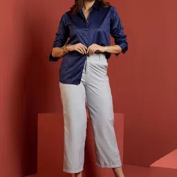 QONA Women Relaxed Straight Leg Straight Fit High-Rise Regular Trousers-picture-33
