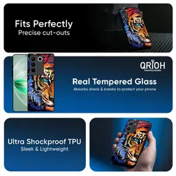QRIOH Unisex iQOO Neo 10R 5G Beast Tiger Art Impact Resistant Glass Back Case image 2