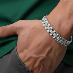 RKB Sales Men Stainless Steel Silver-Plated Cuff Bracelet-picture-18