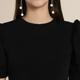 Mast & Harbour Women Pack of 2 Solid Round Neck Puff Sleeve Tops image 5