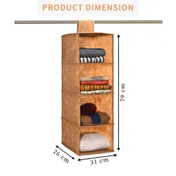 Aura Brown & Beige 2 Pieces Printed Foldable 4 Shelf Hanging Closet Organisers image 3