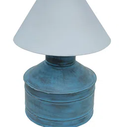 Homesake Rustic Milk Gagar Turquoise Blue Distressed Look Electric Table Lamp with Shade image 4