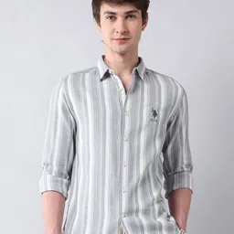 U.S. Polo Assn. Denim Co. Men Classic Regular Fit Vertical Striped Cotton Casual Shirt-picture-25
