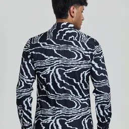 Snitch Men Smart Spread Collar Abstract Printed Slim Fit Casual Shirt image 4