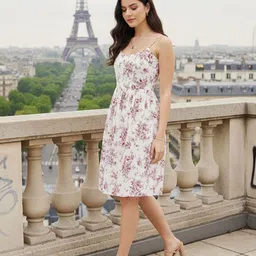 ZUMMER Floral Print Halter Neck Fringed Dress image 5