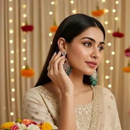 TESSARA Silver-Plated Teardrop Shaped Drop Earrings image 5