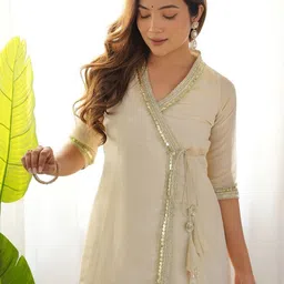 MARQUISA Angrakha Sequinned Georgette Kurta With Palazzos image 4